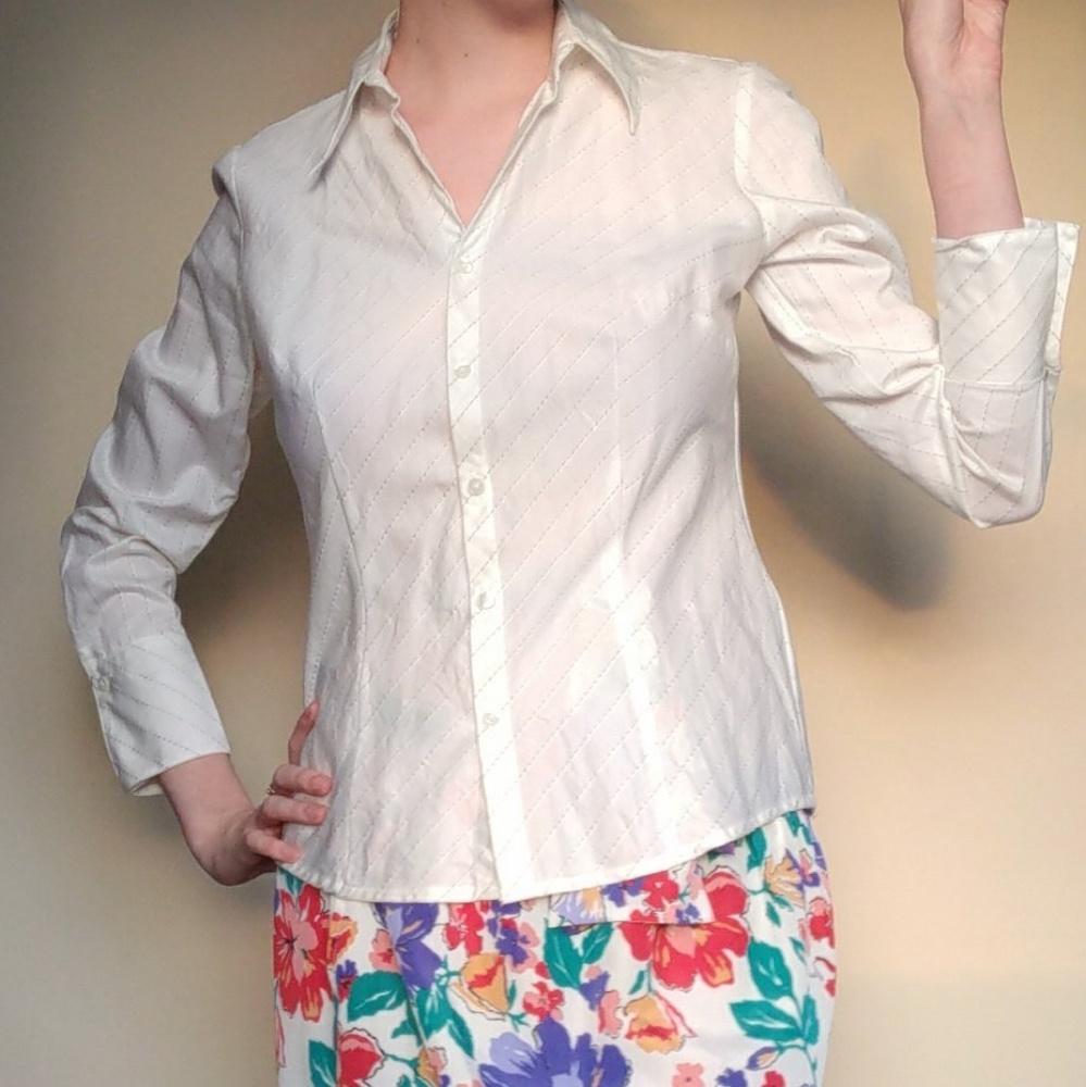 Ann Taylor loft white button down blouse